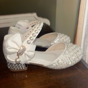 Girls Pearl Crystal Heels Dress Shoes Kids 10